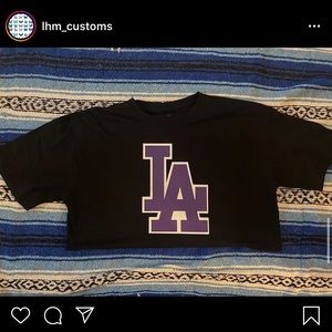 La purple and white shirt